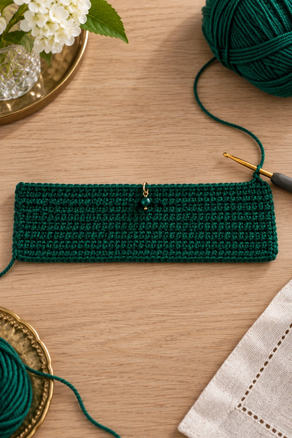 Emerald 57 stitch clutch foundation with centered chart marker